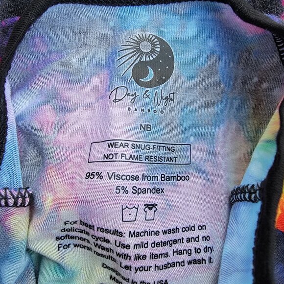 Day and Night Bamboo Neon Galaxy Print Convertible Zip Romper Pajamas Size NB - Picture 3 of 3